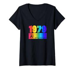 Damen 1979 Geburtsjahr Limited Edition Snowboard Thema Geburtstag T-Shirt mit V-Ausschnitt von Retro Snowboarding Themed Birthday Party Supplies