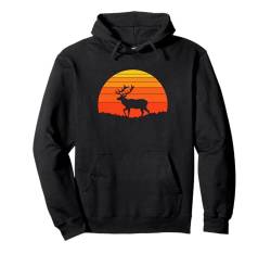 Elch Retro Sonnenuntergang Natur Tierwelt Tierliebhaber Pullover Hoodie von Retro Spirit Animal Apparel Gifts