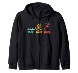 Love Triathlon Mädchen Shirt Triathlon Lovers Jungen und Herren Kapuzenjacke von Retro Triathlon tshirt costume women, kids and men