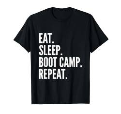 Eat Sleep Boot Camp Wiederholtes cooles Fitnesstraining im Vintage-Stil T-Shirt von Retro Vintage Fitness Workout Gift Apparel Co.