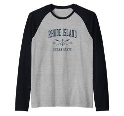 Rhode Island Vintage Navy gekreuzte Ruder & Bootsanker Raglan von Rhode Island Sailing T-Shirts & Tees