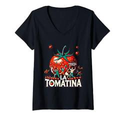 Damen Lustiges Celebration Tomatina | La Tomatina Festival T-Shirt T-Shirt mit V-Ausschnitt von Rhythms Colorful