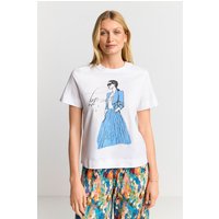 Rich & Royal T-Shirt Easy fit T-Shirt "Bonjour" with woman print von Rich & Royal