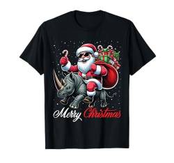 Frohe Weihnachten Weihnachtsmann reitet ein Nashorn Jungen Mädchen T-Shirt von Riding with Santa Merry Christmas