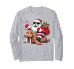 Weihnachtsmann Reiten Walross Weihnachten Jungen Mädchen Kinder Langarmshirt von Riding with Santa