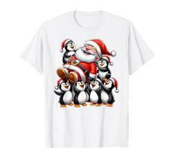 Weihnachtsmann mit Pinguinen Lustig Weihnachten Jungen Mädchen Kinder T-Shirt von Riding with Santa