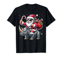 Weihnachtsmann reitet ein Nashorn Weihnachten Schnee Jungen Mädchen T-Shirt von Riding with Santa