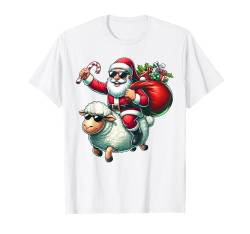 Weihnachtsmann reitet ein Schaf lustig Weihnachten Jungen Mädchen Kinder T-Shirt von Riding with Santa