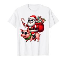 Weihnachtsmann reitet ein Schwein, lustig, Weihnachten, Jungen, Mädchen, Kinder T-Shirt von Riding with Santa