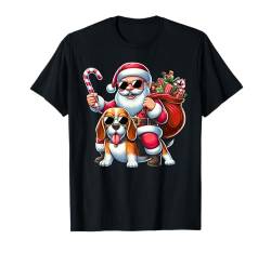 Weihnachtsmann reitet einen Beagle Hund Weihnachten Jungen Mädchen Kinder T-Shirt von Riding with Santa