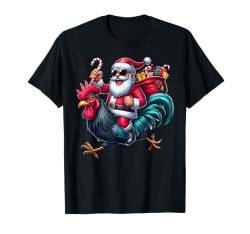 Weihnachtsmann reitet einen Hahn, lustig, Weihnachten, Jungen, Mädchen, Kinder T-Shirt von Riding with Santa