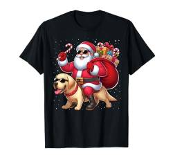 Weihnachtsmann reitet einen Labrador Retriever Hund Weihnachten Schnee T-Shirt von Riding with Santa