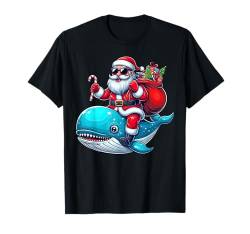 Weihnachtsmann reitet einen Wal Weihnachten Jungen Mädchen Kinder T-Shirt von Riding with Santa