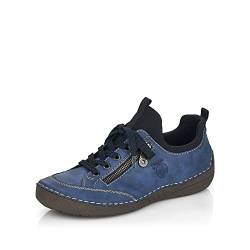 Rieker Damen Bequemschuhe 52573, Frauen Schnürschuhe,straßenschuhe,Strassenschuhe,Schnuerung,lace-up shoes,low-tie,blau Kombi (14),39 EU / 6 UK von Rieker