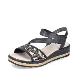 Rieker Damen Sandaletten 61764, Frauen Sandalen,Sommersandalen,bequem,Sommerschuhe,Freizeitschuhe,offene,Schuhe,schwarz Kombi (00),36 EU / 3.5 UK von Rieker