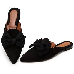 Rilista Pantoletten für Damen, zum Reinschlüpfen, bequem, spitzer Zehenbereich, Damen-Slipper für Damen-Pantoletten und Clogs, Schwarz, 42 EU von Rilista