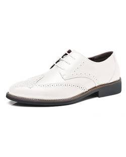 Rimhold Herren Formelle Schuhe Brogues Hochzeitsschuh Lederschnürschuhe Weiche Monk-Schuhe Lässiger Büroschuh Klassische Oxfords Weiß 40EU von Rimhold