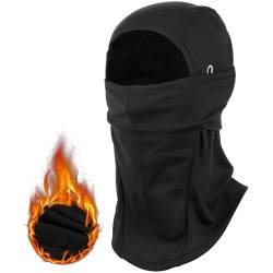 Risipu 3 Loch Winter Gesichtsmaske mit Brillenlöchern Outdoor Sport Vollgesichtsschutz Skimaske Warmes Fleece Balaclava für Erwachsene Skifahren (DE/NL/SE/PL, Alphanumerisch, Einheitsgröße, Schwarz) von Risipu