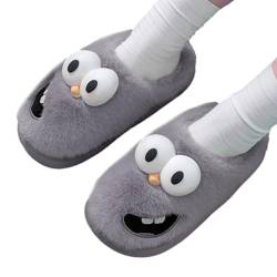 Ristyur Pelzige Hausschuhe für Damen, Schlafzimmer, großes Auge, Plüsch-Schlafzimmer-Schuhe, lustig, cool, lustig, warm, 3D-Cartoon-Hausschuhe für Mädchen von Ristyur