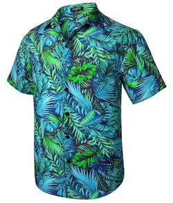 Rithern Hawaii Hemd Herren Sommer Freizeithemden Funky Bedruckter Hemden Regular Knopfleiste Blau & Grün 4XL von Rithern