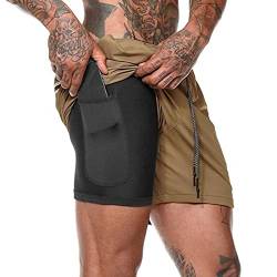 Rivccku Herren Shorts, 2 in 1 Kurze Sport Schnelltrocknende Kurze Hose Shorts Sweatshorts Hosen Laufshorts Gym Trainingsshorts Sporthose von Rivccku