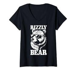 Damen Rizzly Bear Lustiger Grizzlybär Tierparty T-Shirt mit V-Ausschnitt von Rizzly Bear