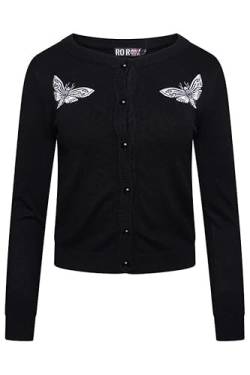 Ro Rox Death Moth Cardigan Gothic Omen Stickerei gestrickt Langarm, Schwarz, L von Ro Rox