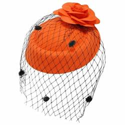 Ro Rox Ruby Rosen Vintage Retro 40er 50er Jahre Fascinator Hochzeit Party Hut - Orange von Ro Rox