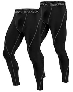 Roadbox Kompressionshose Laufhose Herren Lang für Sport,Trainings,Fitness,Radfahren,Yoga,Wandern,Basketball(Schwarz,M) von Roadbox