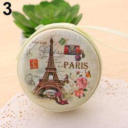 Compact Lovely Round Wallet Cartoon Eiffel Tower Earphone Key Holder Case Bag - Black/Blue/Green/Grey/Red/White von Roadoor