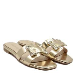 Damen-Sandalen Amalfi Sommerschuhe mit niedrigem Absatz aus Nappaleder und Fußbett aus echtem Leder und Memory, gold, 40 EU von Roberta Martini