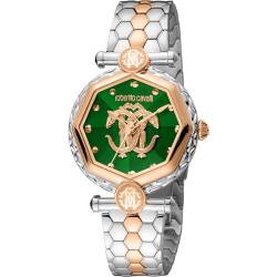 Roberto Cavalli by Franck Muller Damen Analog Quarz Uhr mit Edelstahl Armband RV1L204M0101 von Roberto Cavalli