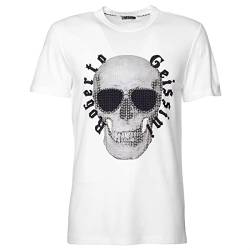 Roberto Geissini Herren T-Shirt Stitched Skull-White-Black XL von Roberto Geissini