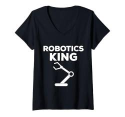 Damen Robotics King Robotics Robot Engineer T-Shirt mit V-Ausschnitt von Roboter Robotik Designs Idee Ingenieur