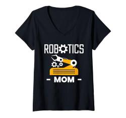 Damen Robotics Mom Robotics Robot Engineer Muttertag T-Shirt mit V-Ausschnitt von Roboter Robotik Designs Idee Ingenieur