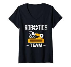 Damen Robotics Team Robotics Robot Engineer T-Shirt mit V-Ausschnitt von Roboter Robotik Designs Idee Ingenieur