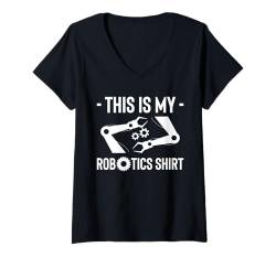 Damen This Is My Robotics Shirt Robot Engineer T-Shirt mit V-Ausschnitt von Roboter Robotik Designs Idee Ingenieur