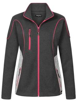 Rock Creek Damen Fleecejacke warm Übergangsjacke Windbreaker Fleece Jacken Outdoorjacke Stehkragen Damenjacke Melange Fleecejacke Sweatjacke Pullover D-499 Anthrazit XL von Rock Creek