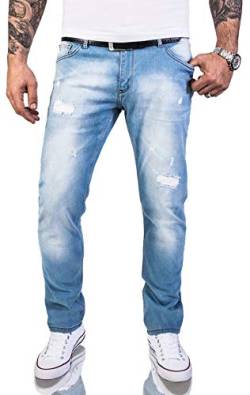 Rock Creek Herren Jeans Hose Regular Slim Stretch Jeans Herrenjeans Herrenhose Denim Stonewashed Basic Stretchhose Raw RC-2144 Hellblau W40 L30 von Rock Creek