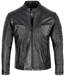 Rock Creek Herren Lederjacke Biker Jacke Echtleder Motorradjacke Leder Jacken Herrenjacke Braun Winterjacke Übergangsjacke H-183 Schwarz L von Rock Creek