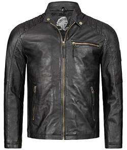 Rock Creek Herren Lederjacke Biker Jacke Echtleder Motorradjacke Leder Jacken Herrenjacke Schwarz Winterjacke Übergangsjacke H-291 Schwarz 3XL von Rock Creek