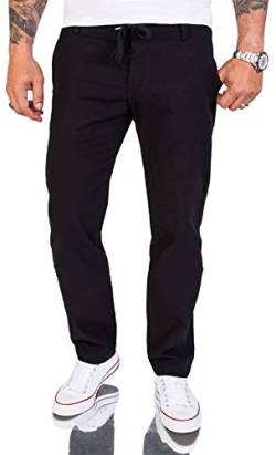 Rock Creek Herren Leinen-Optik Hose Stoffhose Sommerhose Regular Fit Chino Hosen Männer Hose Gummizug Herrenhosen Lang Strandhose RC-2152 Schwarz W40 L30 von Rock Creek