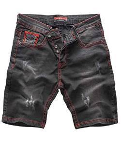 Rock Creek Herren Shorts Jeansshorts Denim Stretch Sommer Shorts Regular Slim [RC-2129 - Black Red - W31] von Rock Creek