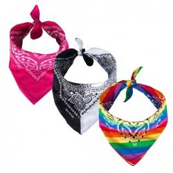 3er Paisley Bandana Set Pink Schwarz-Weiß Pride Regenbogen von Rock Daddy