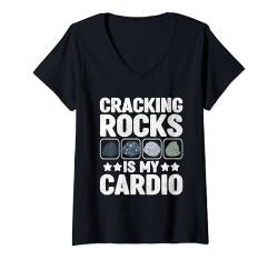 Damen Cracking Rocks ist mein Mineral für die Kardio-Rock-Jagd T-Shirt mit V-Ausschnitt von Rock Hunting Rock Collector Gifts