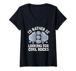 Damen Ich suche lieber nach einem Cool Rocks Rock Hunting Collector T-Shirt mit V-Ausschnitt von Rock Hunting Rock Collector Gifts