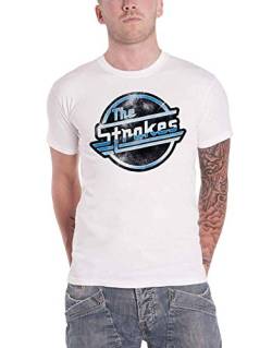 The Strokes T Shirt Distressed Magna Band Logo Nue offiziell Herren Weiß XL von Rock Off officially licensed products