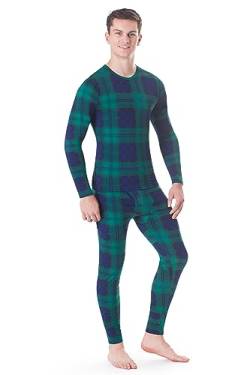 Rocky Thermounterwäsche für Herren (Long Johns Thermal-Set) Shirt & Hose, Basisschicht mit Leggings/Unterhose Ski/Extreme Kälte, Grünes Plaid, Large von Rocky