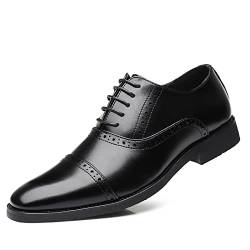 Rodawu Herren Anzugschuhe Schnürhalbschuhe Business Lederschuhe Oxford Derby Schuhe Hochzeit Schuhe Schwarz 40 von Rodawu