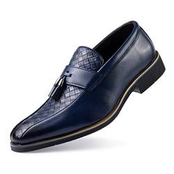 Rodawu Herren Mokassin Anzugschuhe Leder Slip on Business Herren Loafers Dunkelblau 44 von Rodawu